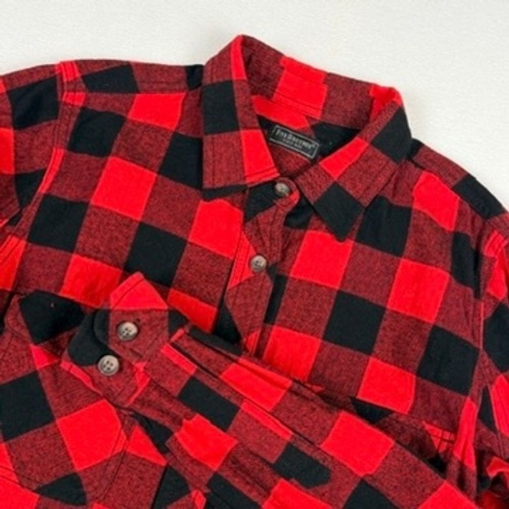 Five Brother Flannel Shirt Womens Large Tall Red Black Buffalo Plaid Rustic